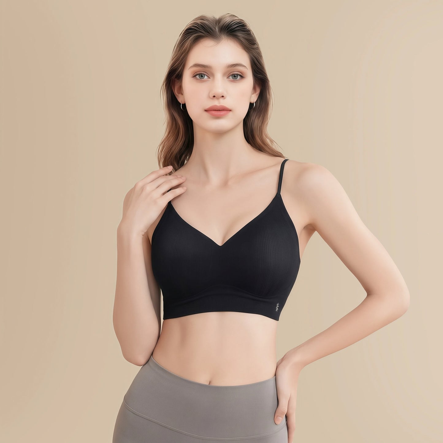 Thin-Strap Seamless Crop Bra - Low-Back, Wire-Free Support
