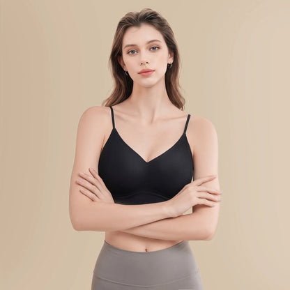 Thin-Strap Seamless Crop Bra - Low-Back, Wire-Free Support