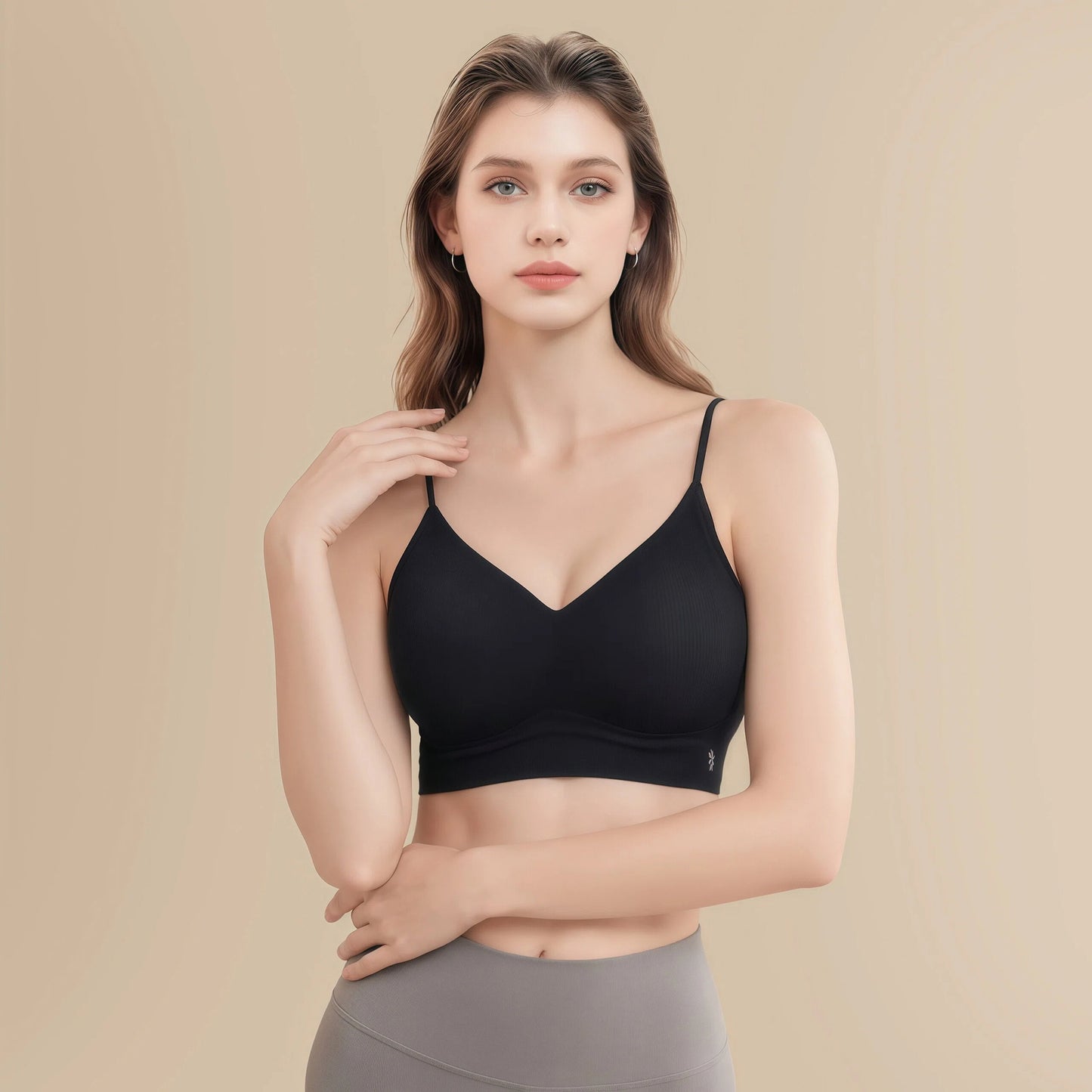 Thin-Strap Seamless Crop Bra - Low-Back, Wire-Free Support