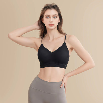 Thin-Strap Seamless Crop Bra - Low-Back, Wire-Free Support