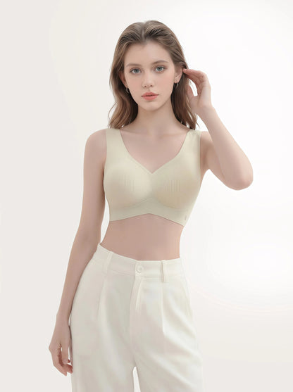 Ultra-Soft Ribbed Everyday Bra - U-Back Design, Seamless & Breathable
