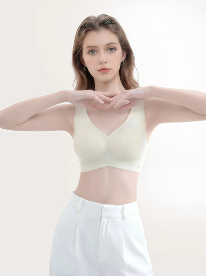 Ultra-Soft Ribbed Everyday Bra - U-Back Design, Seamless & Breathable
