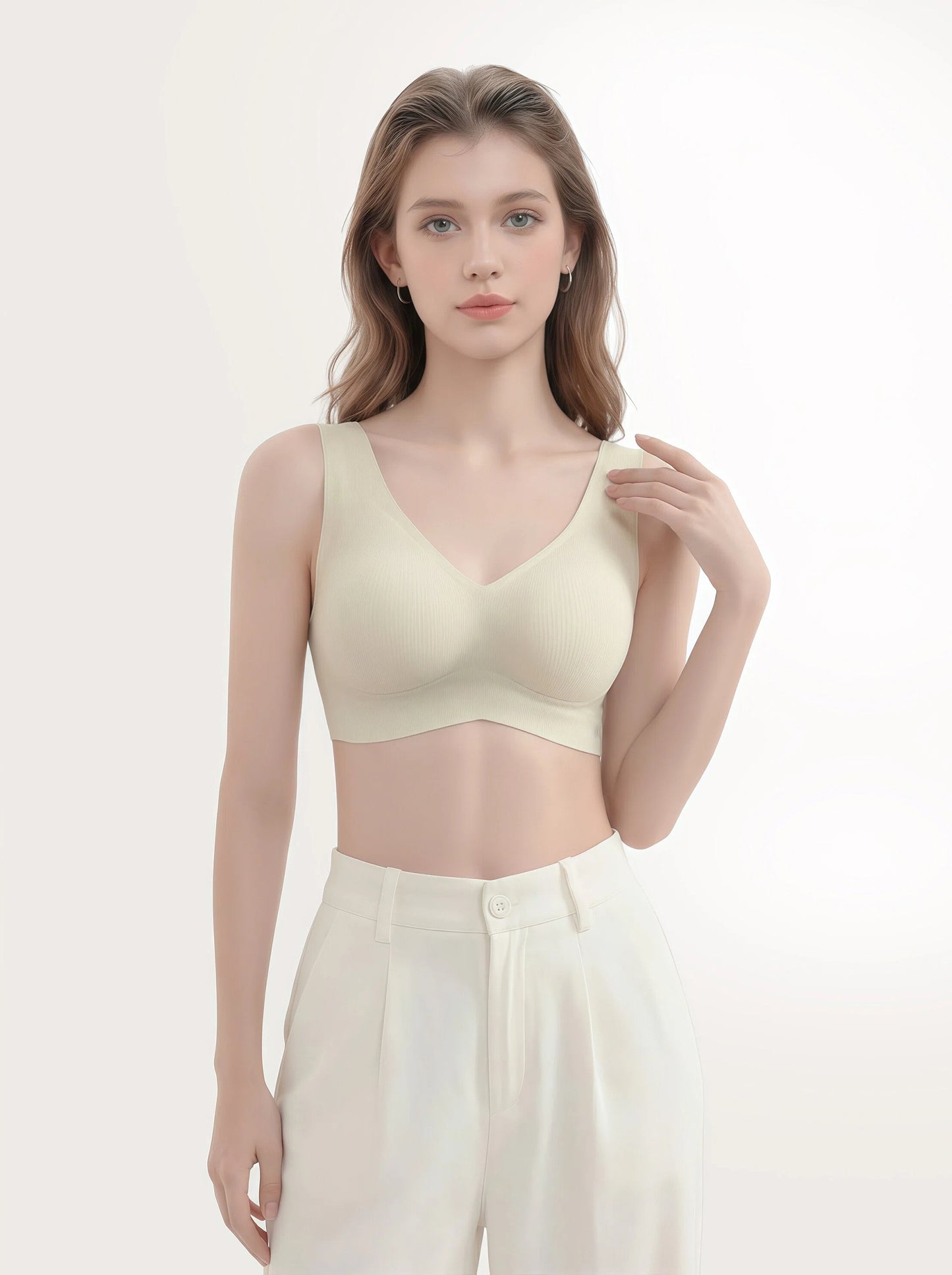 Ultra-Soft Ribbed Everyday Bra - U-Back Design, Seamless & Breathable